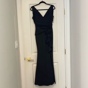 Evening Black Dress with Bead Sleeve Size S
